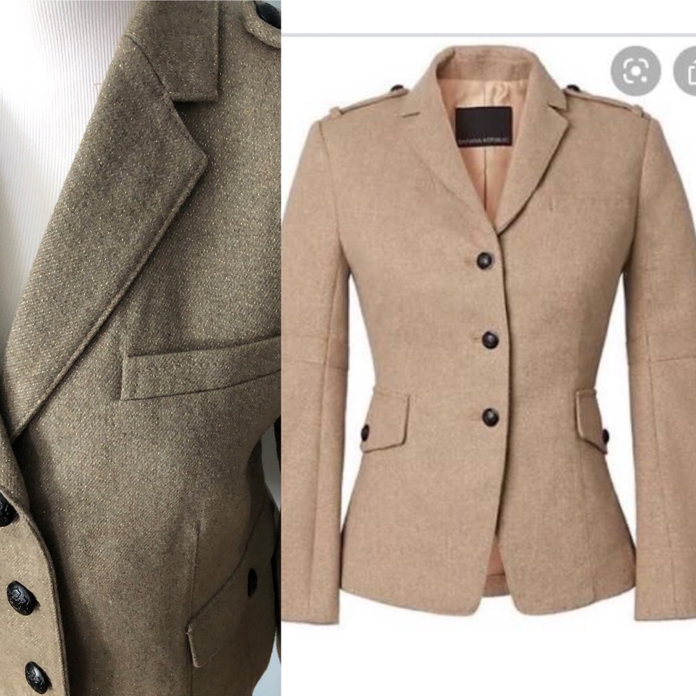 Banana Republic wool lurex military flare sleeve